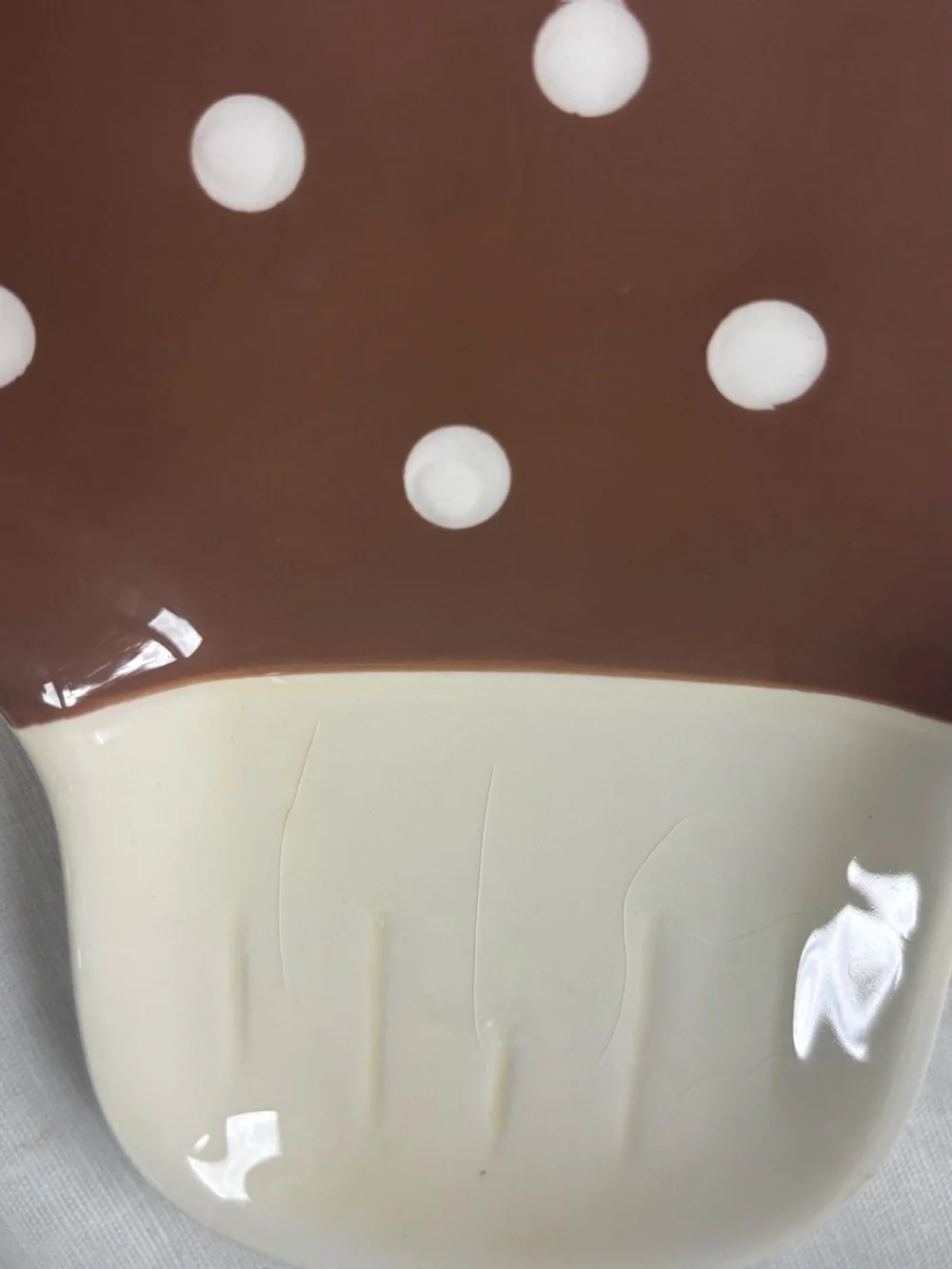 Set of Ceramic Spoon Rests in Polka Dot Mushroom, Mustard & White Fall